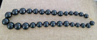 CHUNKY vintage GRADUATED HAND-KNOTTED BLACK BAKELITE BEAD NECKLACE