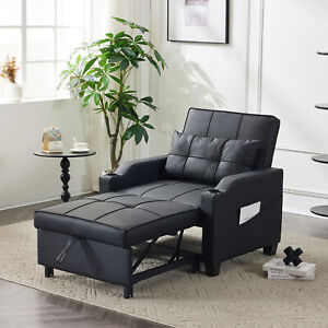 3-in-1 Convertible Sleeper Sofa Bed Pull Out Chair with USB Port & Cup Holder