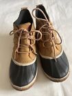 Sorel Out N About Black Tan Hand Crafted Leather Duck Boot Women’s 9