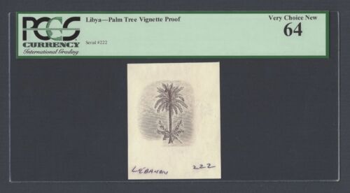 Libya Vignette Proof Palm Tree Used on 10 Piasters L1951 P6 Uncirculated
