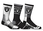 Las Vegas Raiders Socks 3 Pack Crew Length NFL Football Men Shoe Sz 7-12 Oakland