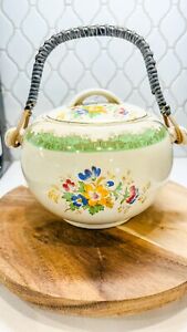 Charming Burleigh Ware Porcelain Biscuit Barrel - Perfect Condition with Vibrant