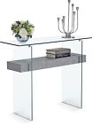 Ivinta Narrow Glass Console Table with Storage Modern Sofa Table for Entryway
