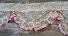 Vintage Lace Window Valance White Pink Bows Trim Floral Cottagecore 80x28