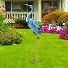 Nacome Large Standing Blue Metal Crane Garden Statue- Indoor/Outdoor Heron Garde