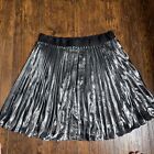 Express fully lined shiny silver accordion pleat skirt woman's size M