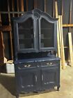 Antique China Hutch Cabinet with Original Brass Hardware