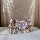 Fossil Patchwork Tote Bag Purse Canvas Leather Magnetic Close