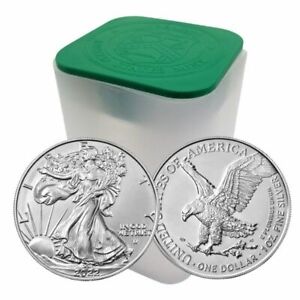 2022 Silver Eagle Roll (20) Coins CH/GEM BU .999 Tube of American Eagle