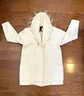 Vintage IB Diffusion Long Cardigan Sweater Small Wool Blend Embroided Ivory