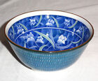 Beautiful Vintage Japanese Hijiri Gama Green & Blue Porcelain Floral Rice Bowl