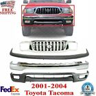 Front Bumper Chrome + Valance + Upper Filler + Grille For 2001-04 Toyota Tacoma (For: 2003 Toyota Tacoma)