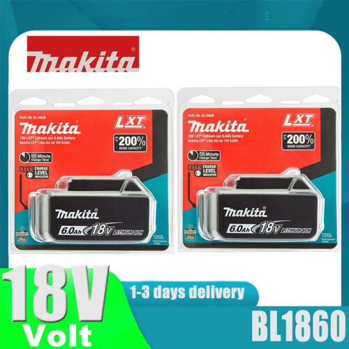 2 Pack Makita 18 Volt Li-ION 6.0Ah LXT Battery BL1860B Tool Power Battery US