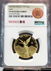 2022 MEXICO 1/2 ONZA GOLD LIBERTAD NGC PF 69 ULTRA CAMEO ONLY 1,000 MINTED