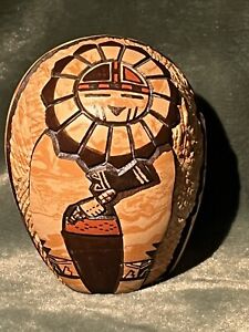 Native American HOPI Pottery by Delmar Polacca Nampeyo Carved Rattle SIGNED