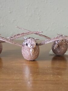 New ListingSet Of 3 PINK Clip On Bird ORNAMENTS.