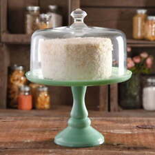 10-inch Cake Stand with Glass Cover, Mint Green
