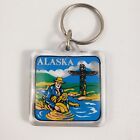New ListingVintage Alaska Panhandling  Keychain  Key Fob Ring Double Sided Acrylic