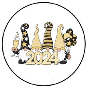 GNOMES 2024 HAPPY NEW YEAR ENVELOPE SEALS LABELS PARTY FAVORS STICKERS