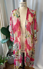 Band of Gypsies Urban Outfitters Pink Sheer Floral Kimono Duster Size Large Boho