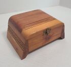Vintage Small Cedar Chest Wood Jewelry Trinket Box Mid Century Modern Hinged