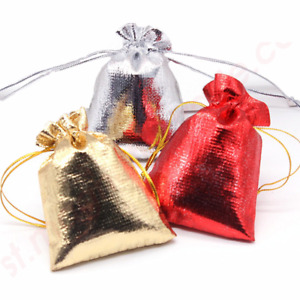 Lots Gold/Silver/Red Party Jewelry Favors Bag Drawstring Pouch Wedding Gift Bags