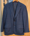 Samuelsohn Wool/Cashmere Sport Coat Navy Blue Window Pane Check Size 40 - BL