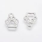 6 Paw Print Charms Antiqued Silver Dog Paw Pendants 13mm