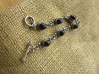 Vintage Taxco Mexico Sterling Silver 925  & Onyx Estate Link 8