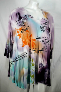 On The Plus Side MIB Multicolor Tie-Die Draping Artsy Pullover Tunic Plus Sz-4X