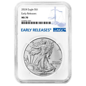 2024 $1 American Silver Eagle NGC MS70 ER Blue Label