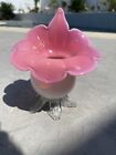 Victorian Glass Vase Jack In The Pulpit  Clear Petal Feet Pink To White