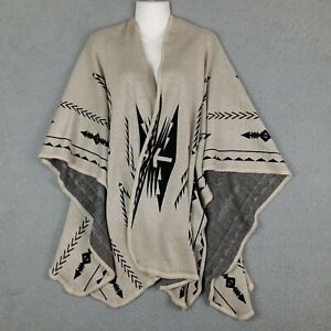 Francescas Womens One Size Oversized Poncho Sweater Aztec Open Front Wrap