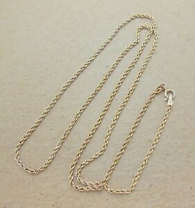 Quality Vintage 10K Yellow Gold 1.5mm Rope Chain 18.5