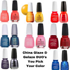 China Glaze Nail Lacquer + Gelaze DUO Tips and Toes Nail Polish, Pick Your Color