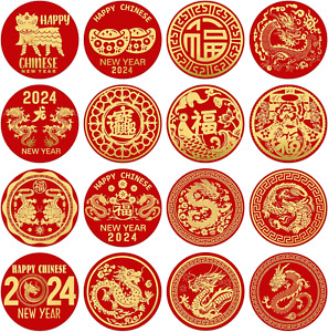 48 PCS Happy Chinese New Year Stickers 2024,1.5