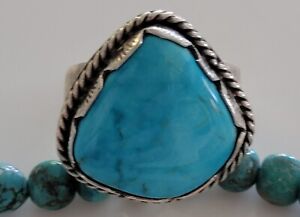 Old Pawn Vintage Handmade MENS Navajo Sterling & Turquoise Ring Size 11.5