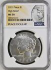 2021 - HIGH RELIEF PEACE SILVER DOLLAR - NGC MS70 - 100th ANNIVERSARY LABEL 013
