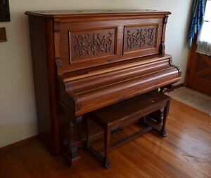 Antique 1880-Era Newby & Evans Upright Piano in a Victorian Style