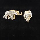 LIZ CLAIBORNE 2 PIECE GOLD AND SILVER TONE ANIMALS BROOCH LOT - 677
