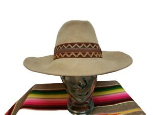 Vtg Texas Star Western Hat  7 1/2 Fur Blend Rust Cloth Hatband Grunge Moth