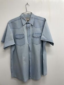 Frontier  Mens Casual Shirt XL Short Sleeve - Light Blue with Snaps