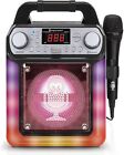 Portable Karaoke Machine with Wired Mic,Bluetooth,LED Lights-For Adults & Kids