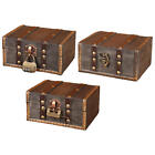 Wooden Keepsake Box Lockable Vintage Wooden Storage Decorative Treasure Case