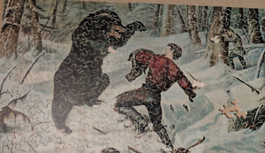 Vintage jigsaw puzzle wooden The Bear Hunter	180