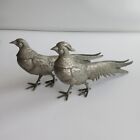 Vintage Pair Of Brass Metal Pheasants Birds Figurines 12” Long Each