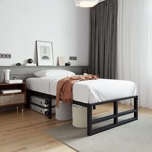Twin Size Metal Bed Frame, 14 Inch Heavy Duty Platform Bed, Black