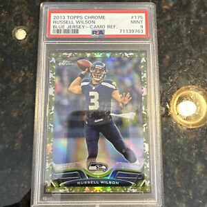 2013 Topps Chrome Camo Refractor #175 Russell Wilson PSA 9 #281/499 Steelers 2nd