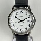 Timex Easy Reader Watch Men Silver Tone 35mm Date Indiglo New Battery 8.5