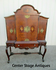 56654 Vintage French Inlaid Urns China Bar Cabinet Curio